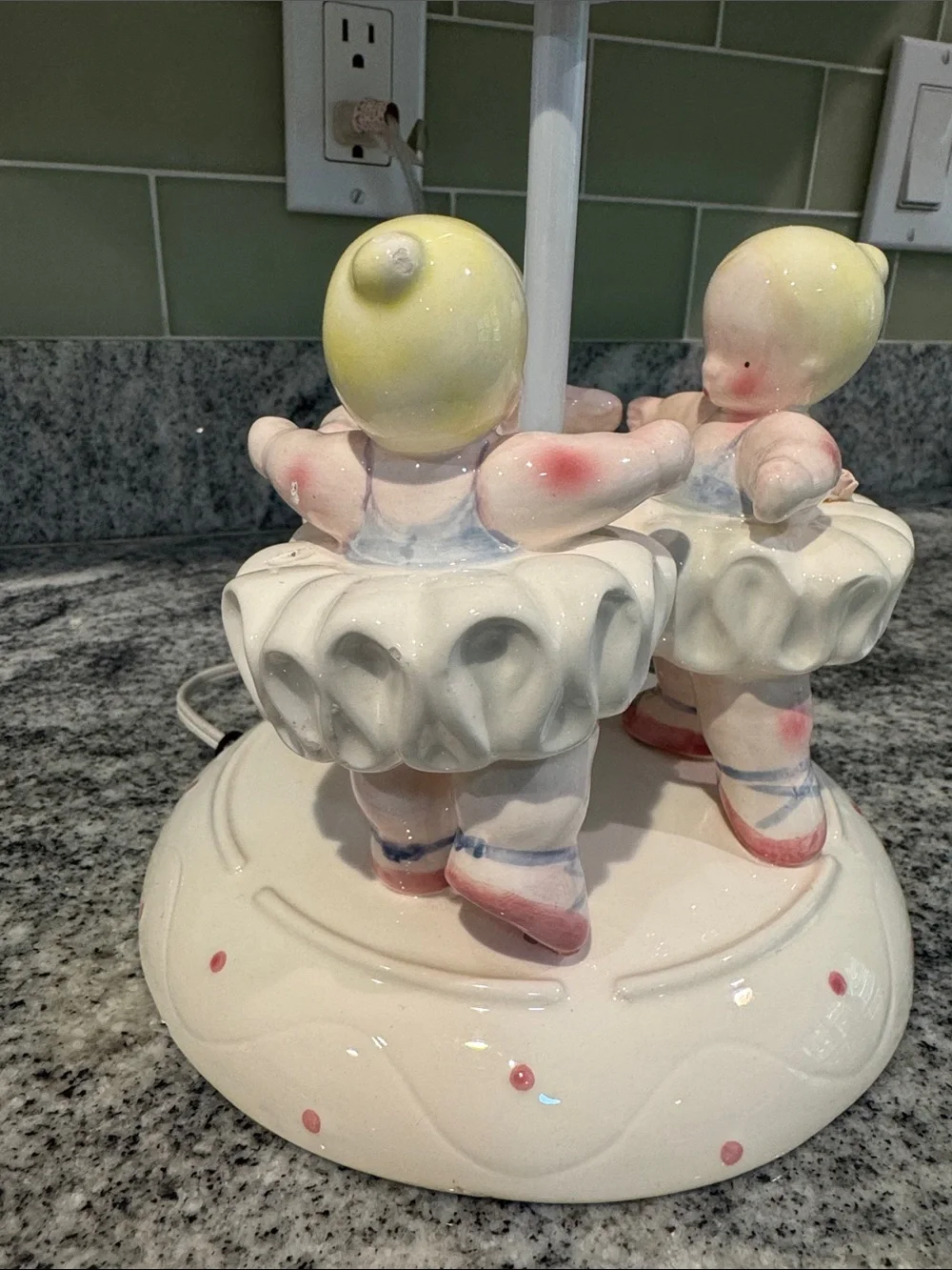 Vintage nursery or little girl bedroom lamp with three precious ballerinas!